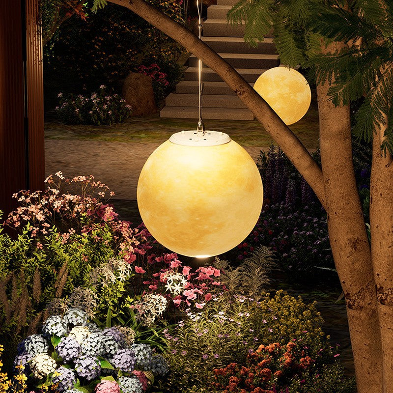 Vale Moon Solar Pendant, Warm Glow Hanging Solar Globe Garden Light for Pergola, Patio, Tree & Gazebo
