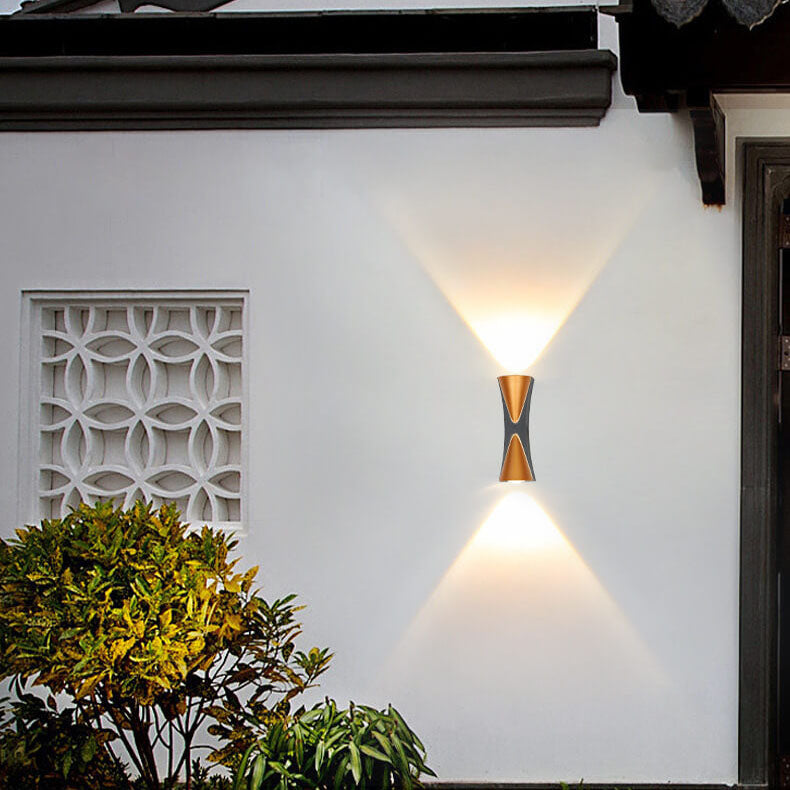 Sabre Horn Wall Sconce, Slim Black Gold IP65 Waterproof LED Outdoor Wall Light for Doorway & Garden Wall