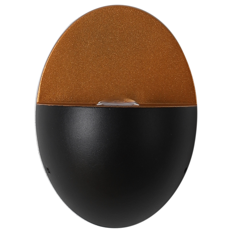 Linden Round Wall Sconce, Platinum Black Gold IP65 Waterproof 6W LED Outdoor Porch Light for Doorway, Corridor & Balcony