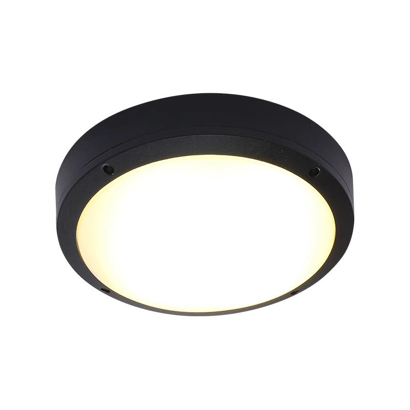 Orbit Round Ceiling Light, Black IP65 Waterproof LED Outdoor Flush Mount for Porch, Carport & Balcony