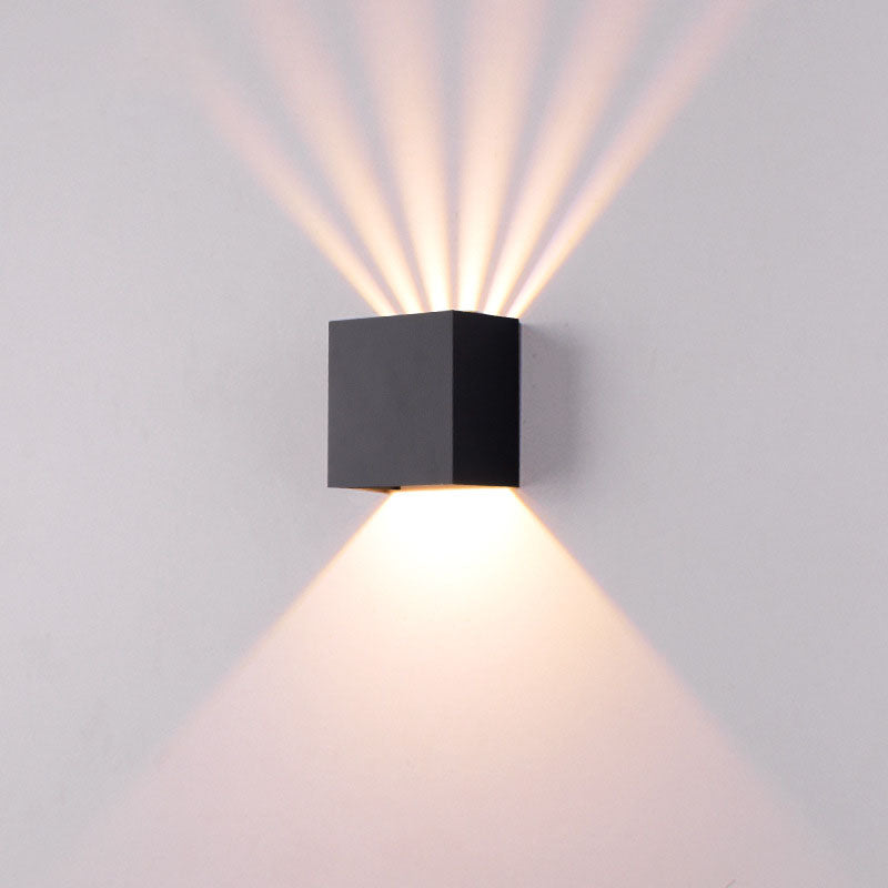 Corby Square Beam Sconce, Black IP65 Waterproof 6W 12W LED Outdoor Wall Light for Brick, Stone & Textured Facade