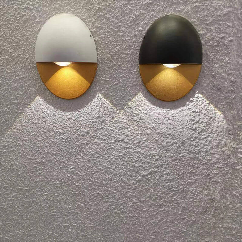 Linden Round Wall Sconce, Platinum Black Gold IP65 Waterproof 6W LED Outdoor Porch Light for Doorway, Corridor & Balcony