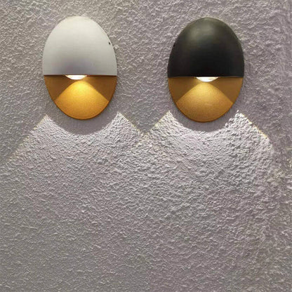 Linden Round Wall Sconce, Platinum Black Gold IP65 Waterproof 6W LED Outdoor Porch Light for Doorway, Corridor & Balcony