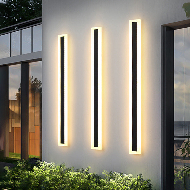 Langley Long Bar Wall Light, Slim Black IP65 Waterproof LED Outdoor Sconce for Facade, Garage & Column
