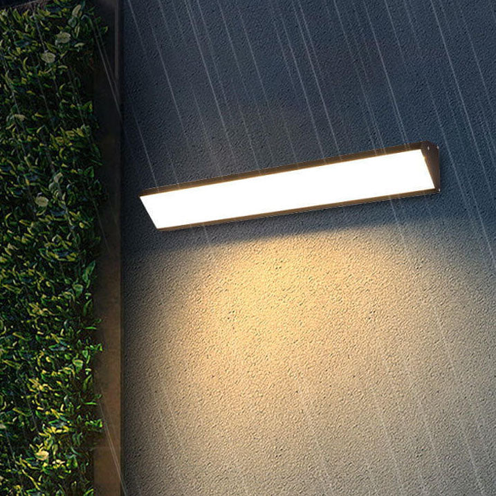 Ridley Wide Bar Wall Light, Black IP65 Waterproof LED Outdoor Linear Sconce for Garage, Facade & Garden Wall