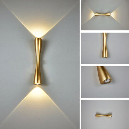 Ridge Twin Spot Sconce, Slim Gold LED Indoor Wall Light for Hallway, Mirror, Alcove & Headboard
