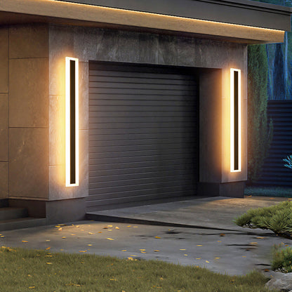 Langley Long Bar Wall Light, Slim Black IP65 Waterproof LED Outdoor Sconce for Facade, Garage & Column