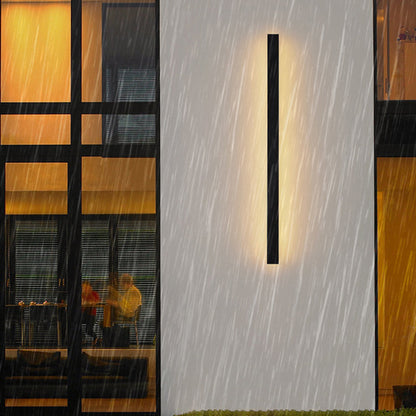 Langley Long Bar Wall Light, Slim Black IP65 Waterproof LED Outdoor Sconce for Facade, Garage & Column