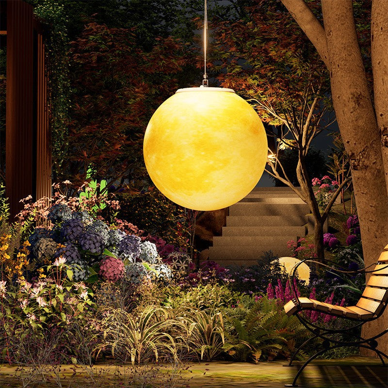 Vale Moon Solar Pendant, Warm Glow Hanging Solar Globe Garden Light for Pergola, Patio, Tree & Gazebo