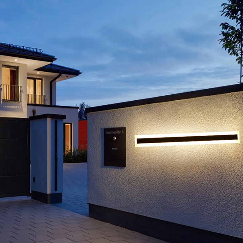 Langley Long Bar Wall Light, Slim Black IP65 Waterproof LED Outdoor Sconce for Facade, Garage & Column