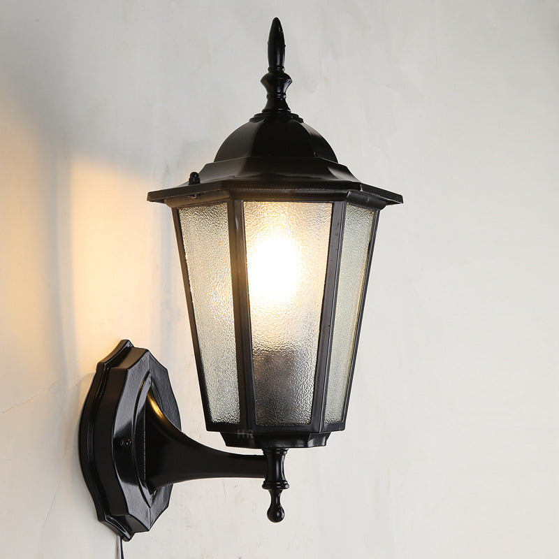 Ellerby Frosted Glass Wall Lantern, Black Bronze IP65 Waterproof Outdoor Porch Light for Front & Side Door