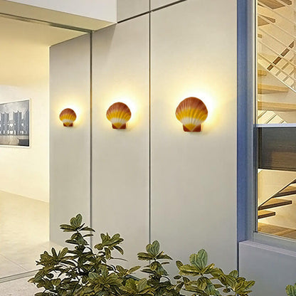 Cowrie Shell Wall Sconce, IP65 Waterproof LED Outdoor Wall Light for Courtyard, Terrace & Garden Wall