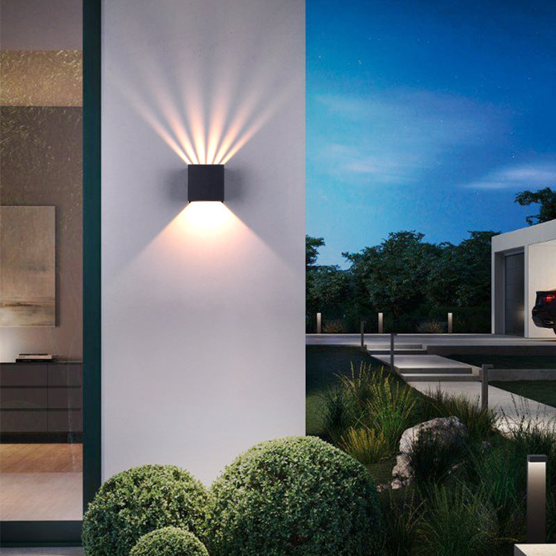Corby Square Beam Sconce, Black IP65 Waterproof 6W 12W LED Outdoor Wall Light for Brick, Stone & Textured Facade