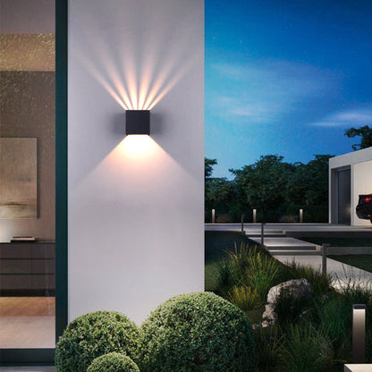 Corby Square Beam Sconce, Black IP65 Waterproof 6W 12W LED Outdoor Wall Light for Brick, Stone & Textured Facade