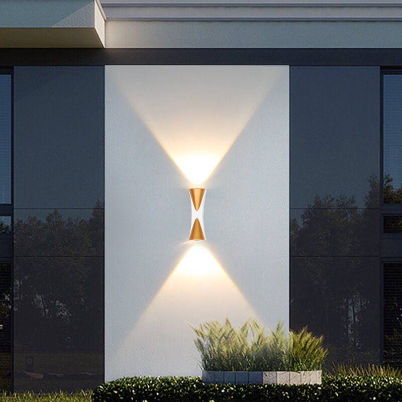 Sabre Horn Wall Sconce, Slim Black Gold IP65 Waterproof LED Outdoor Wall Light for Doorway & Garden Wall