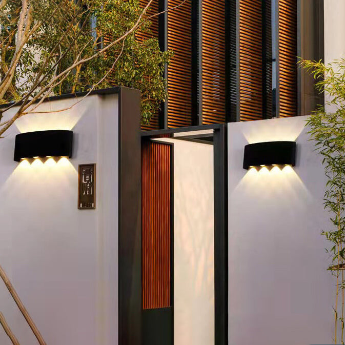 Sweep Arc Spotlight Sconce, Black White IP65 Waterproof 2W to 12W LED Outdoor Wall Light for Brick & Stone Wall