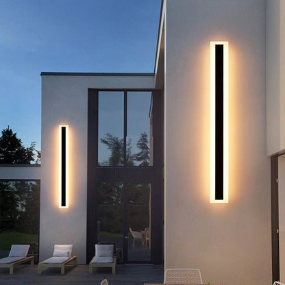 Langley Long Bar Wall Light, Slim Black IP65 Waterproof LED Outdoor Sconce for Facade, Garage & Column