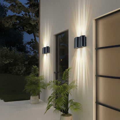Crest Wave Wall Light, Black IP65 Waterproof Multi Beam LED Outdoor Sconce for Brick, Stone & Garden Wall