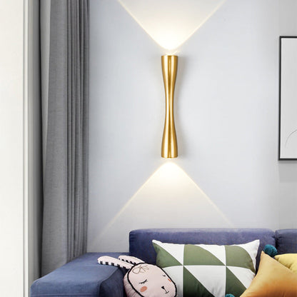 Ridge Twin Spot Sconce, Slim Gold LED Indoor Wall Light for Hallway, Mirror, Alcove & Headboard
