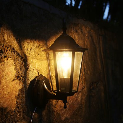 Ellerby Frosted Glass Wall Lantern, Black Bronze IP65 Waterproof Outdoor Porch Light for Front & Side Door