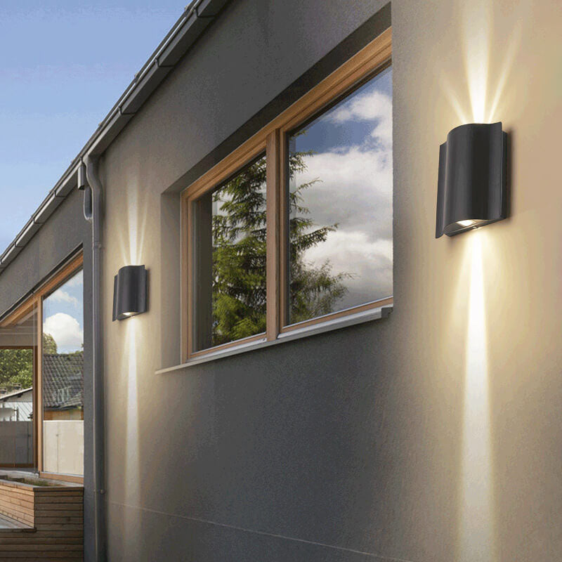 Crest Wave Wall Light, Black IP65 Waterproof Multi Beam LED Outdoor Sconce for Brick, Stone & Garden Wall