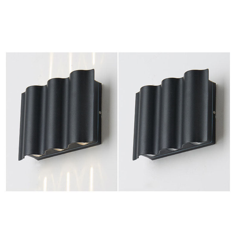 Crest Wave Wall Light, Black IP65 Waterproof Multi Beam LED Outdoor Sconce for Brick, Stone & Garden Wall