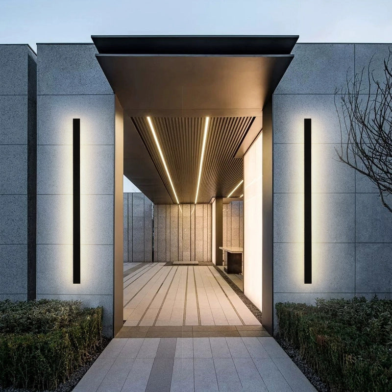 Langley Long Bar Wall Light, Slim Black IP65 Waterproof LED Outdoor Sconce for Facade, Garage & Column