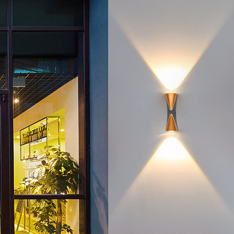 Sabre Horn Wall Sconce, Slim Black Gold IP65 Waterproof LED Outdoor Wall Light for Doorway & Garden Wall