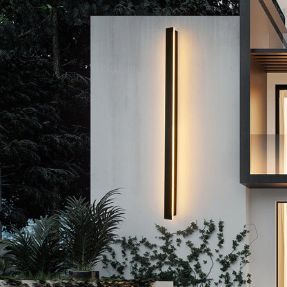 Langley Long Bar Wall Light, Slim Black IP65 Waterproof LED Outdoor Sconce for Facade, Garage & Column