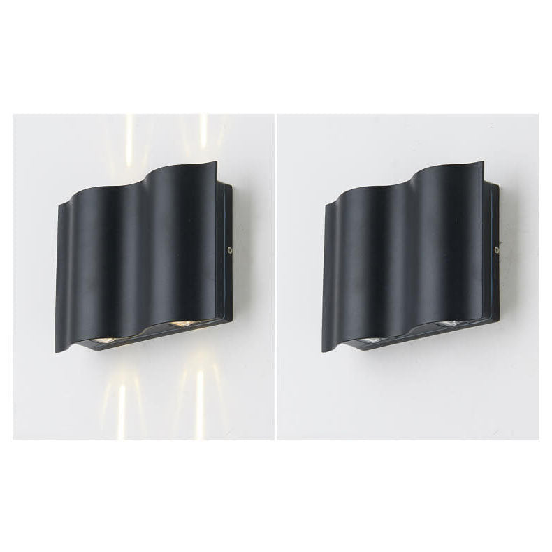 Crest Wave Wall Light, Black IP65 Waterproof Multi Beam LED Outdoor Sconce for Brick, Stone & Garden Wall
