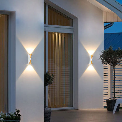 Sabre Horn Wall Sconce, Slim Black Gold IP65 Waterproof LED Outdoor Wall Light for Doorway & Garden Wall