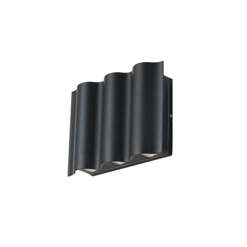 Crest Wave Wall Light, Black IP65 Waterproof Multi Beam LED Outdoor Sconce for Brick, Stone & Garden Wall