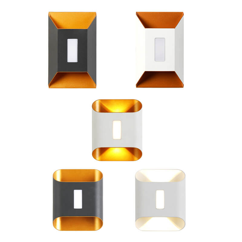 Aldridge Gold Trim Wall Light, Black Gold IP65 Waterproof LED Twin Beam Outdoor Sconce for Modern Facade