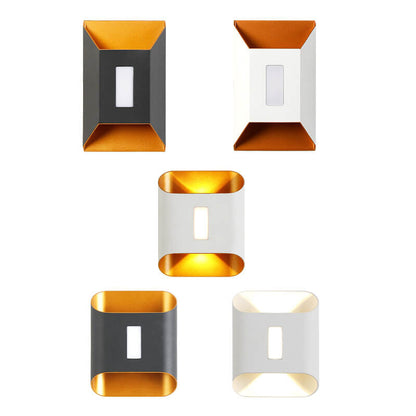 Aldridge Gold Trim Wall Light, Black Gold IP65 Waterproof LED Twin Beam Outdoor Sconce for Modern Facade