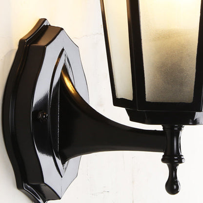 Ellerby Frosted Glass Wall Lantern, Black Bronze IP65 Waterproof Outdoor Porch Light for Front & Side Door