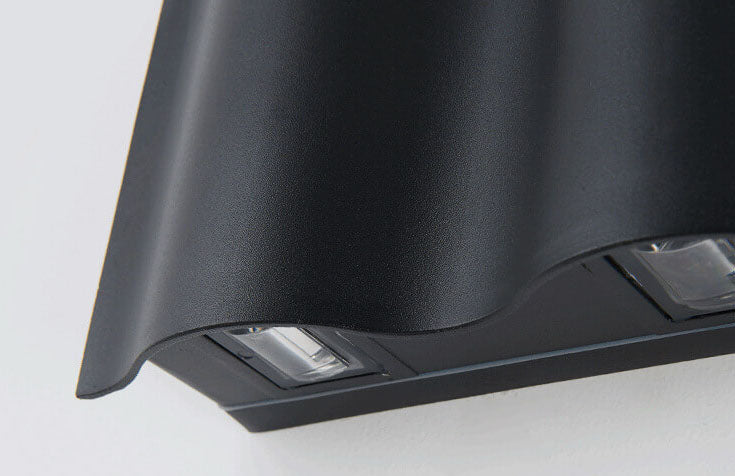 Crest Wave Wall Light, Black IP65 Waterproof Multi Beam LED Outdoor Sconce for Brick, Stone & Garden Wall