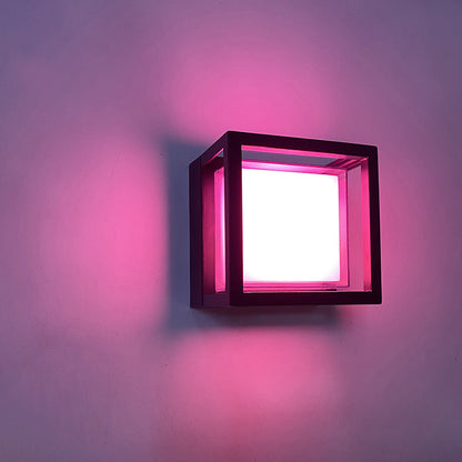 Prism Cube Wall Sconce, Black IP65 Waterproof 12W LED Adjustable Outdoor Wall Light for Fence & Doorway