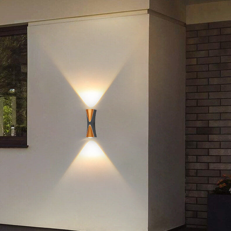 Sabre Horn Wall Sconce, Slim Black Gold IP65 Waterproof LED Outdoor Wall Light for Doorway & Garden Wall