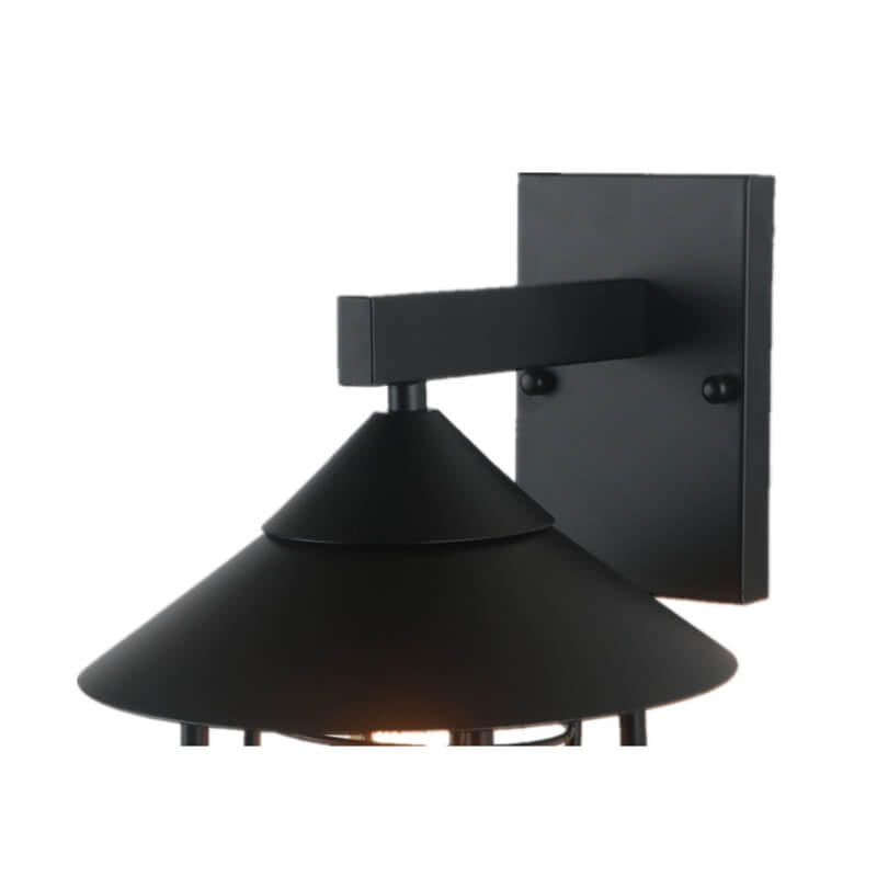 Foundry Iron Lantern Sconce, Large Black Bronze Glass Vintage Wall Lantern for Barn, Workshop & Porch