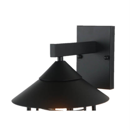 Foundry Iron Lantern Sconce, Large Black Bronze Glass Vintage Wall Lantern for Barn, Workshop & Porch