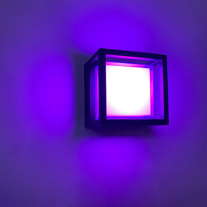 Prism Cube Wall Sconce, Black IP65 Waterproof 12W LED Adjustable Outdoor Wall Light for Fence & Doorway