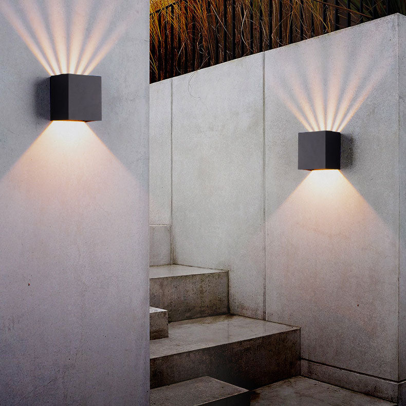 Corby Square Beam Sconce, Black IP65 Waterproof 6W 12W LED Outdoor Wall Light for Brick, Stone & Textured Facade