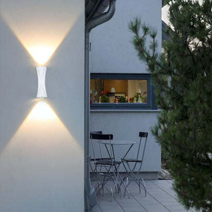 Sabre Horn Wall Sconce, Slim Black Gold IP65 Waterproof LED Outdoor Wall Light for Doorway & Garden Wall