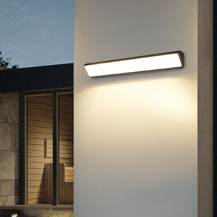 Ridley Wide Bar Wall Light, Black IP65 Waterproof LED Outdoor Linear Sconce for Garage, Facade & Garden Wall