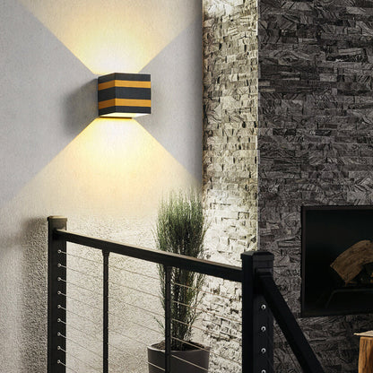 Dalton Cube Wall Sconce, IP65 Waterproof LED Up Down Outdoor Light for Front Door & Fence Post