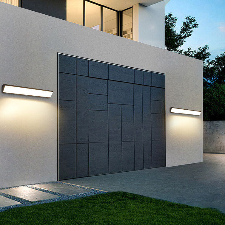 Ridley Wide Bar Wall Light, Black IP65 Waterproof LED Outdoor Linear Sconce for Garage, Facade & Garden Wall