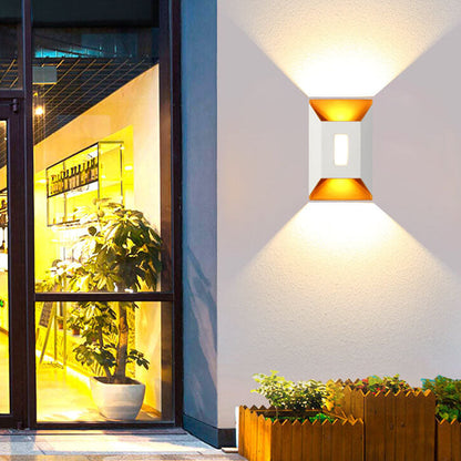 Aldridge Gold Trim Wall Light, Black Gold IP65 Waterproof LED Twin Beam Outdoor Sconce for Modern Facade
