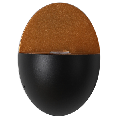 Linden Round Wall Sconce, Platinum Black Gold IP65 Waterproof 6W LED Outdoor Porch Light for Doorway, Corridor & Balcony