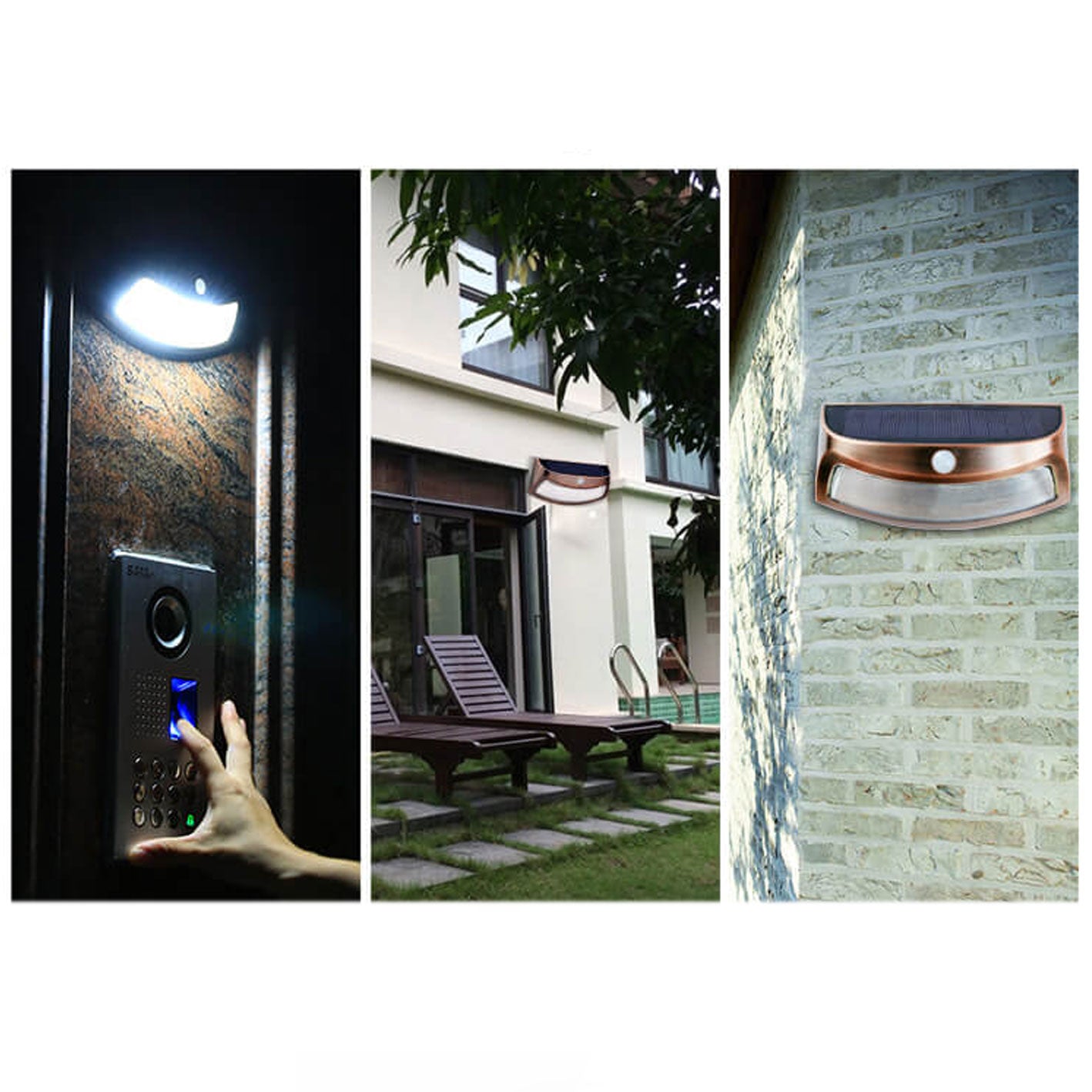 Alder Solar Motion Wall Light, Black or Rose Gold IP65 Waterproof Solar Motion Sensor Light for Gate, Shed & Garage