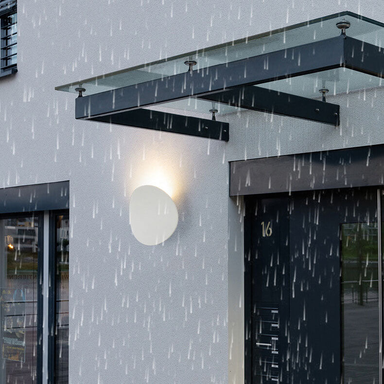 Thorne Round Glass Wall Sconce, Sand Black IP65 Waterproof LED Outdoor Porch Light for Front Door & Entryway